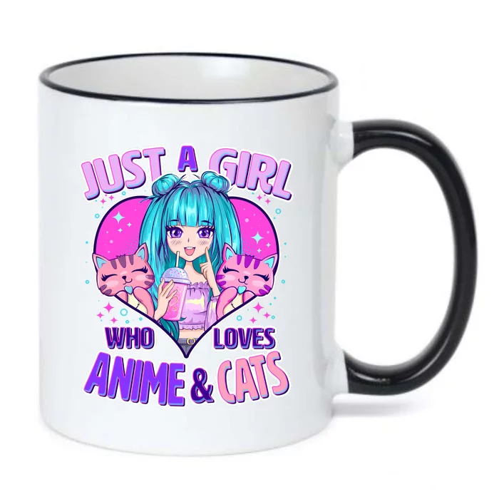 Cute Just A Girl Who Love Anime And Cats Black Color Changing Mug