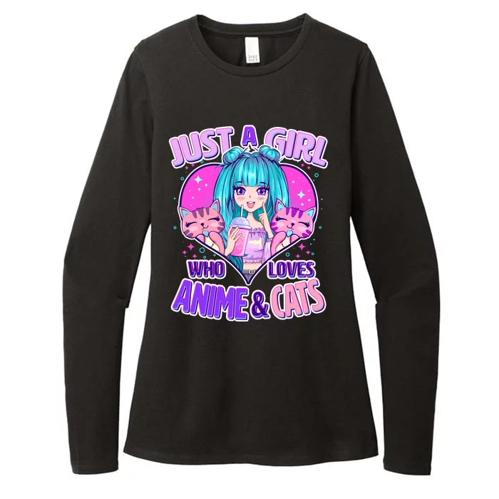 Cute Just A Girl Who Love Anime And Cats Womens CVC Long Sleeve Shirt