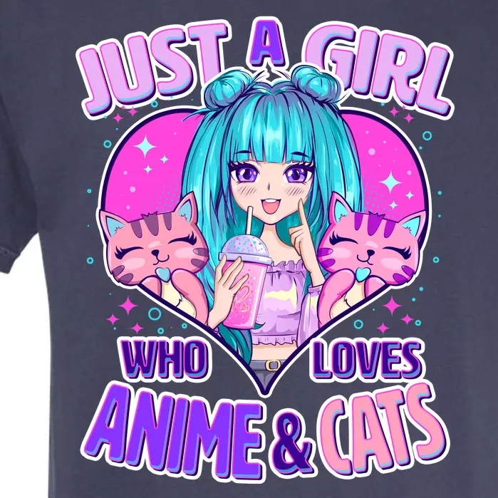 Cute Just A Girl Who Love Anime And Cats Garment-Dyed Heavyweight T-Shirt