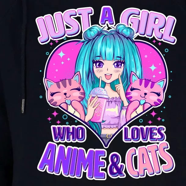 Cute Just A Girl Who Love Anime And Cats Womens Funnel Neck Pullover Hood