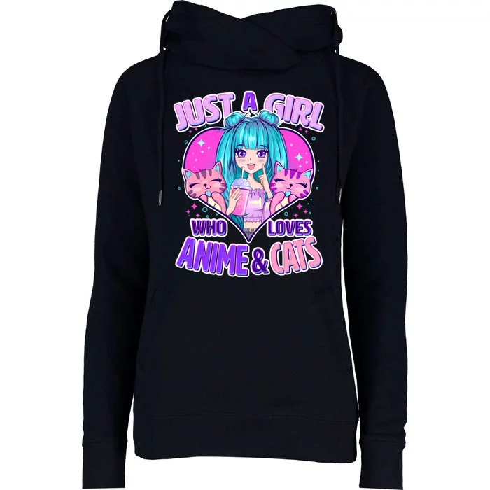 Cute Just A Girl Who Love Anime And Cats Womens Funnel Neck Pullover Hood