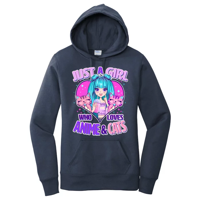 Cute Just A Girl Who Love Anime And Cats Women's Pullover Hoodie