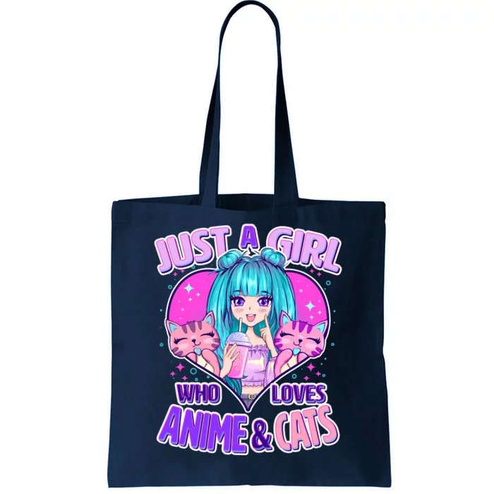 Cute Just A Girl Who Love Anime And Cats Tote Bag