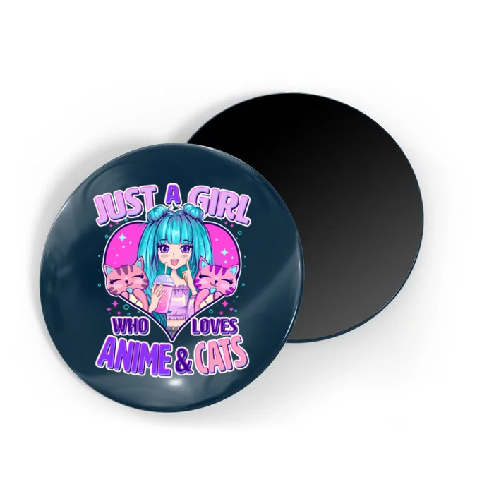 Cute Just A Girl Who Love Anime And Cats Magnet