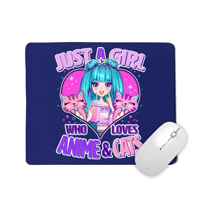 Cute Just A Girl Who Love Anime And Cats Mousepad