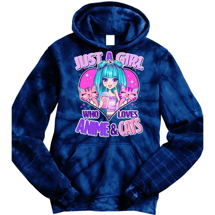 Cute Just A Girl Who Love Anime And Cats Tie Dye Hoodie