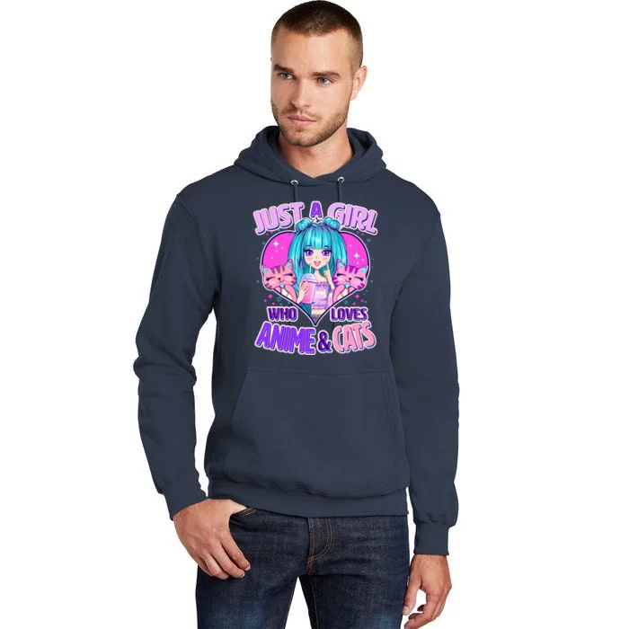 Cute Just A Girl Who Love Anime And Cats Tall Hoodie