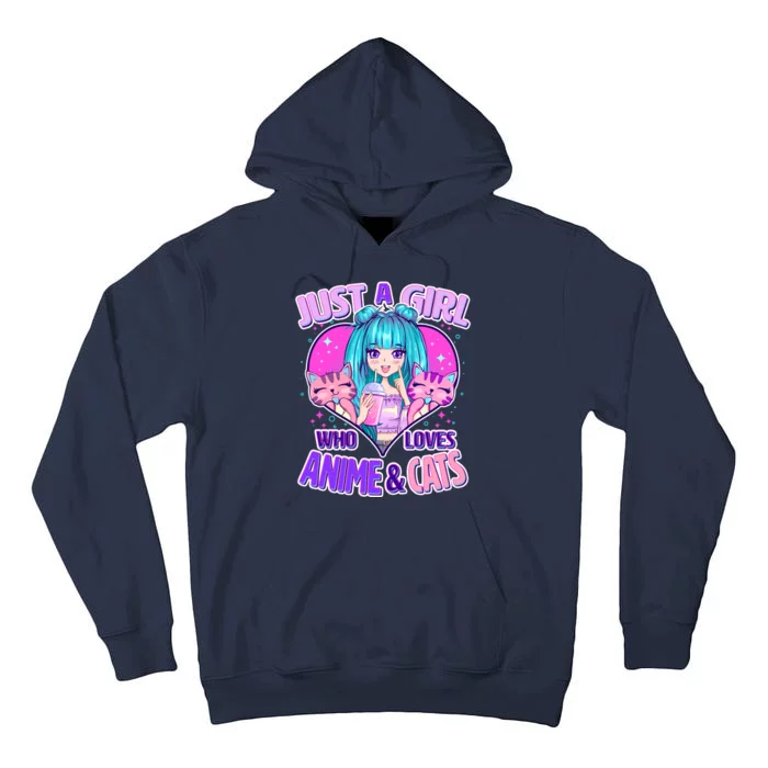 Cute Just A Girl Who Love Anime And Cats Tall Hoodie