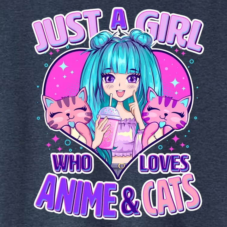 Cute Just A Girl Who Love Anime And Cats Women's Crop Top Tee