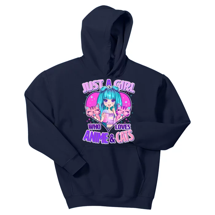 Cute Just A Girl Who Love Anime And Cats Kids Hoodie