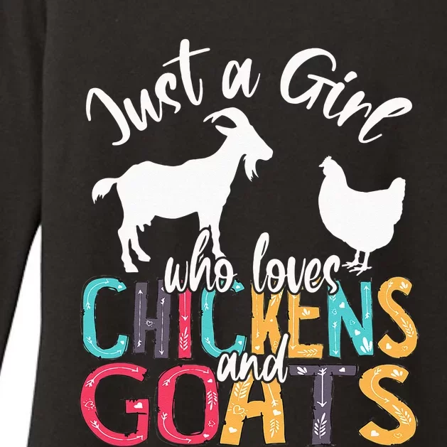 Cute Just A Girl Who Loves Chickens Goats Farmer Womens CVC Long Sleeve Shirt