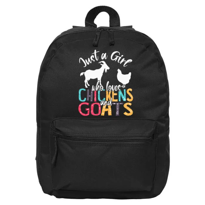 Cute Just A Girl Who Loves Chickens Goats Farmer 16 in Basic Backpack