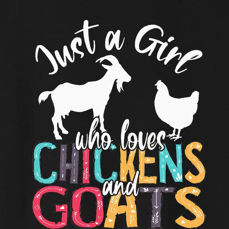 Cute Just A Girl Who Loves Chickens Goats Farmer Women's Crop Top Tee