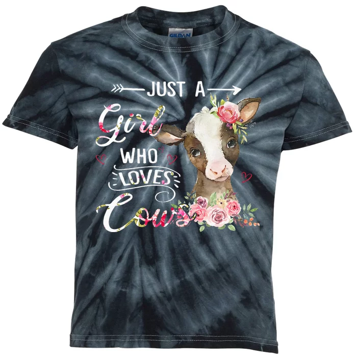 Cow Just A Girl Who Loves Cows Funny Gifts Kids Tie-Dye T-Shirt