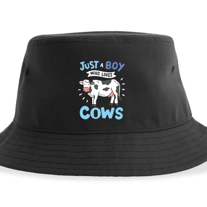 Cow Just A Boy Who Loves Cows Gift For Cow Lovers Sustainable Bucket Hat