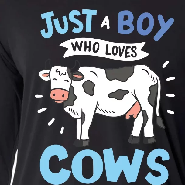 Cow Just A Boy Who Loves Cows Gift For Cow Lovers Cooling Performance Long Sleeve Crew