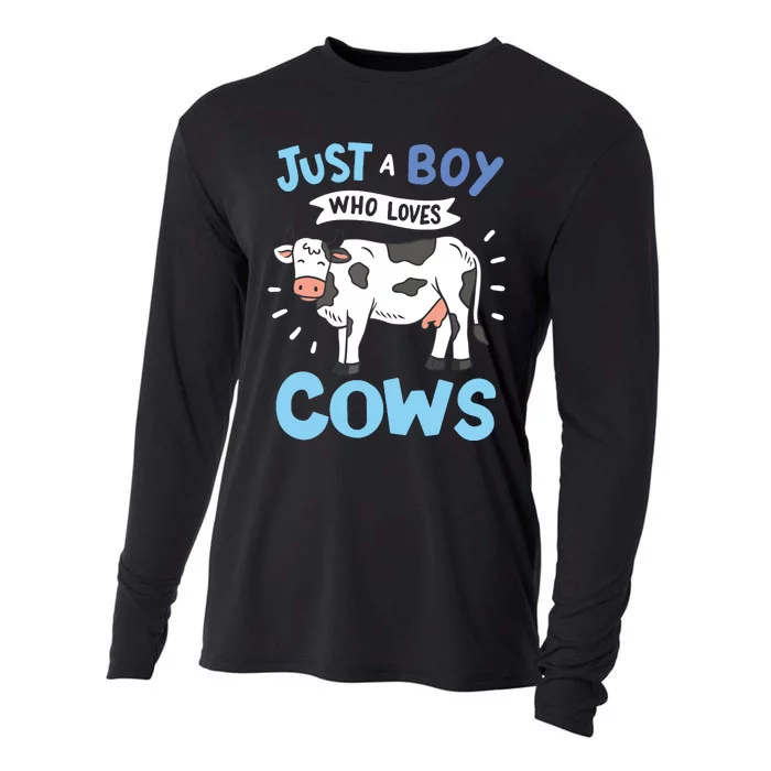 Cow Just A Boy Who Loves Cows Gift For Cow Lovers Cooling Performance Long Sleeve Crew