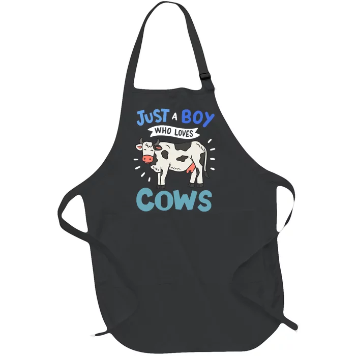 Cow Just A Boy Who Loves Cows Gift For Cow Lovers Full-Length Apron With Pocket