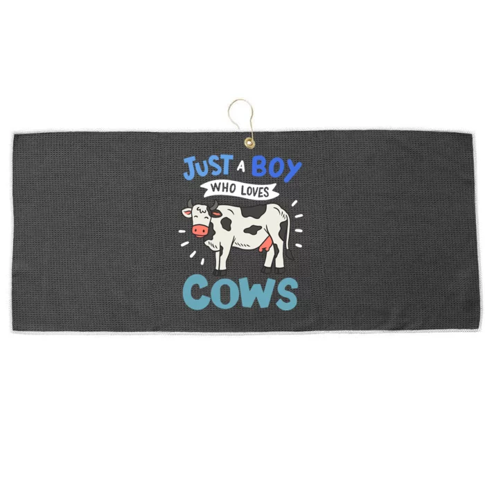 Cow Just A Boy Who Loves Cows Gift For Cow Lovers Large Microfiber Waffle Golf Towel