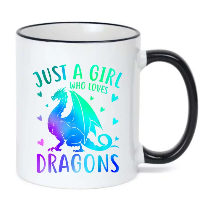 Cute Just A Girl Who Loves Dragons Tie Dye Black Color Changing Mug