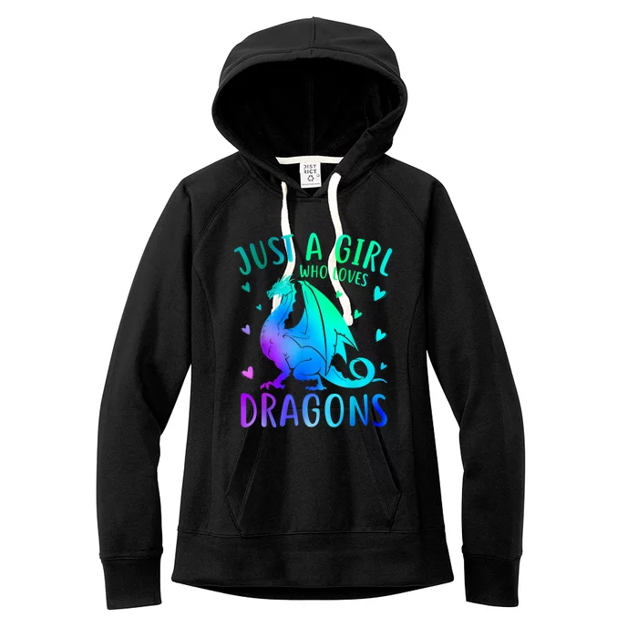 Cute Just A Girl Who Loves Dragons Tie Dye Women's Fleece Hoodie