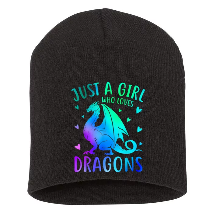 Cute Just A Girl Who Loves Dragons Tie Dye Short Acrylic Beanie