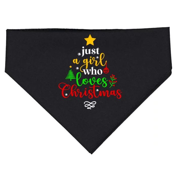 Cute Just A Girl Who Loves Christmas Tree USA-Made Doggie Bandana