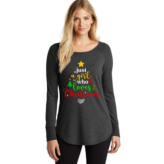 Cute Just A Girl Who Loves Christmas Tree Women's Perfect Tri Tunic Long Sleeve Shirt