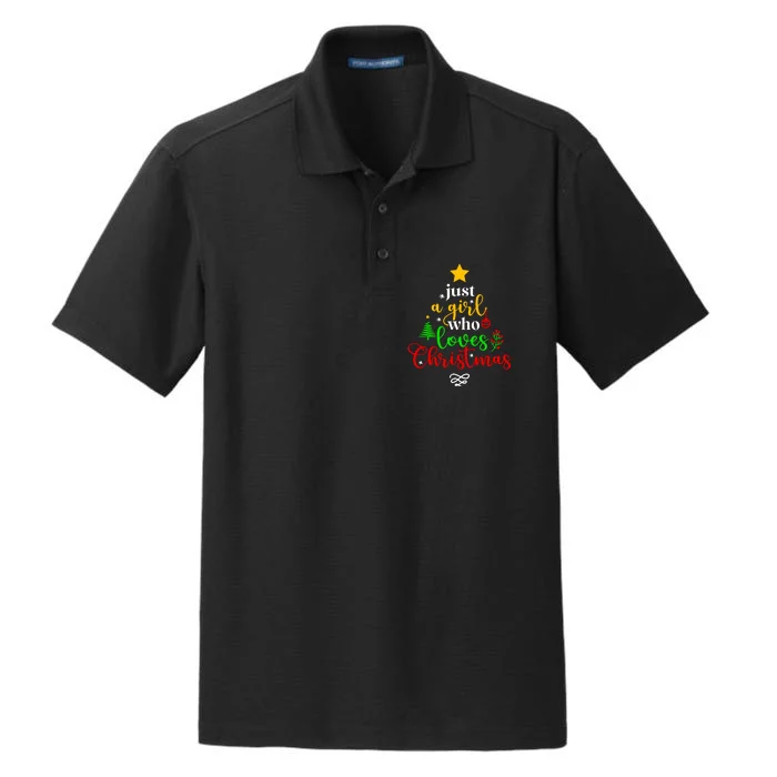 Cute Just A Girl Who Loves Christmas Tree Dry Zone Grid Performance Polo