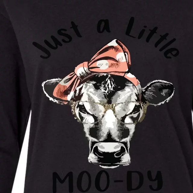 Cow Just A Little Moody Funny Cow Cow Lover Gift Womens Cotton Relaxed Long Sleeve T-Shirt