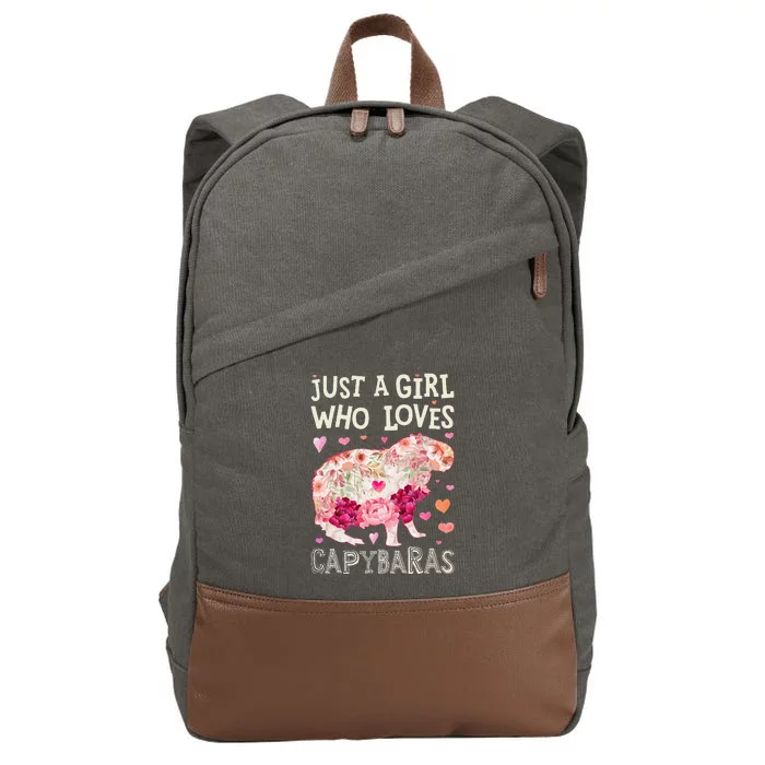 Capybara Just A Who Loves Capybaras Flower Cotton Canvas Backpack