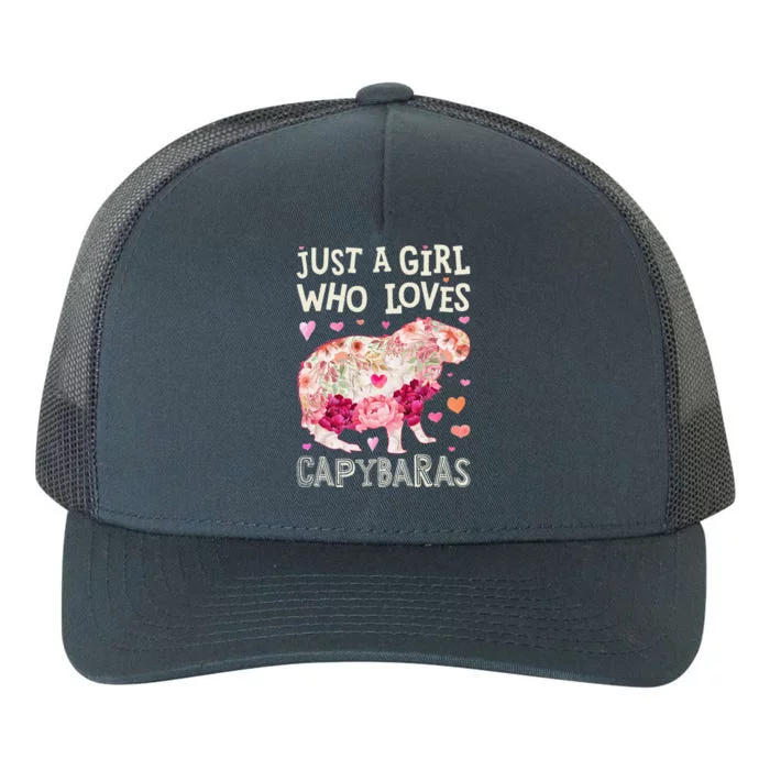 Capybara Just A Who Loves Capybaras Flower Yupoong Adult 5-Panel Trucker Hat