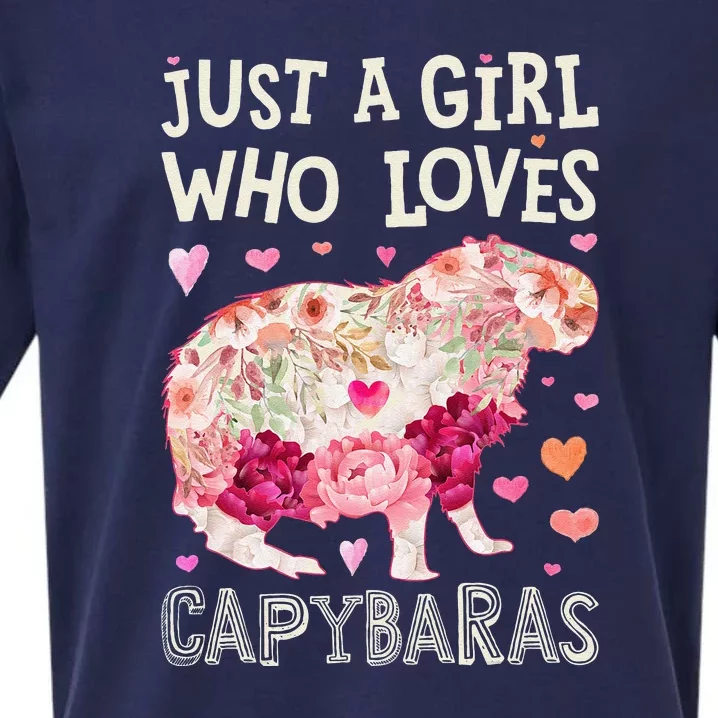 Capybara Just A Who Loves Capybaras Flower Sueded Cloud Jersey T-Shirt