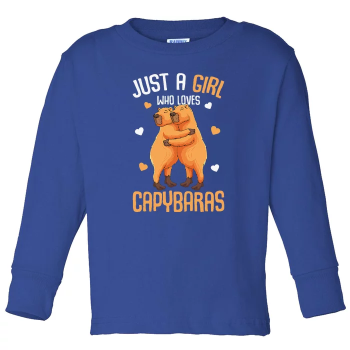 Capybara Just A Who Loves Capybaras Flower Toddler Long Sleeve Shirt