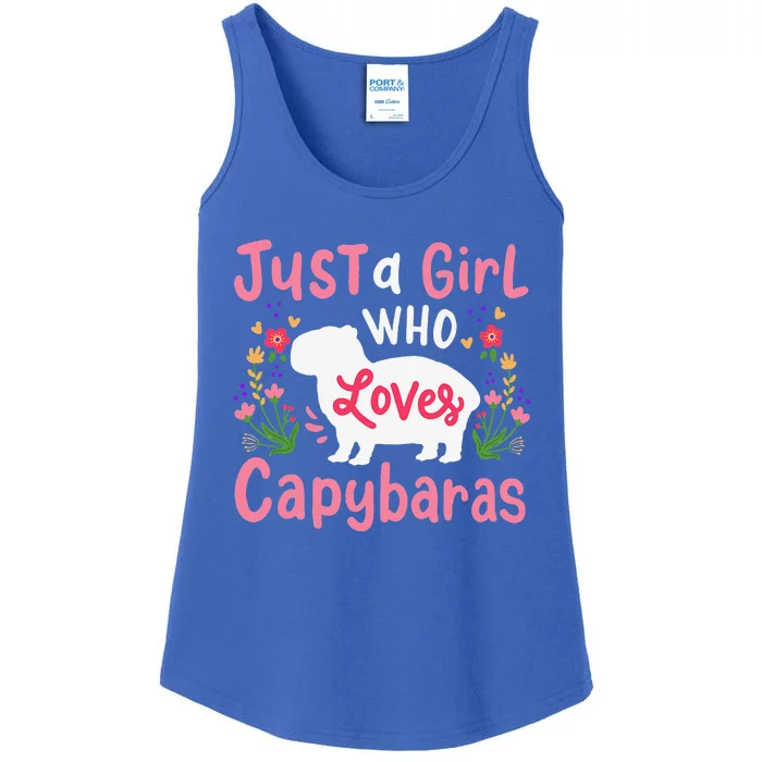 Capybara Just A Who Loves Capybaras Flower Ladies Essential Tank