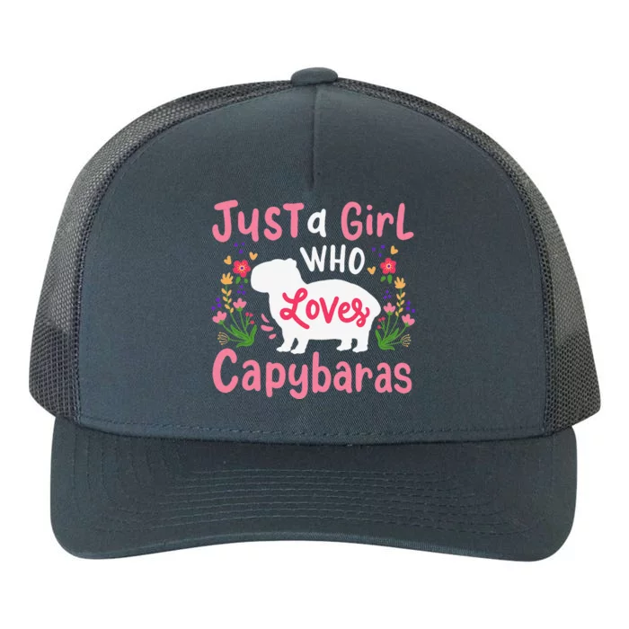 Capybara Just A Who Loves Capybaras Flower Yupoong Adult 5-Panel Trucker Hat