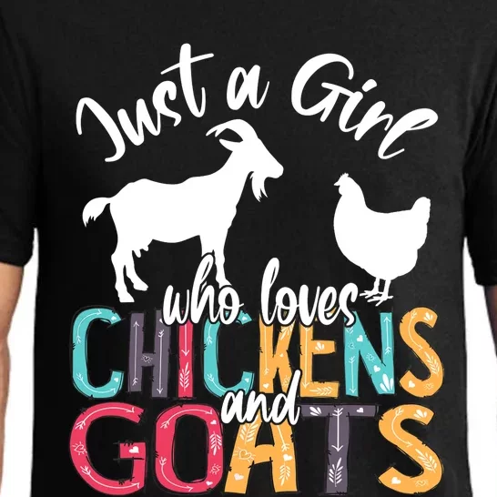 Cute Just A Girl Who Loves Chickens Goats Farmer Girls Gift Pajama Set