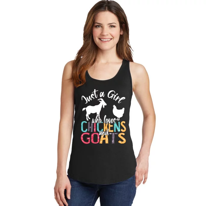 Cute Just A Girl Who Loves Chickens Goats Farmer Girls Gift Ladies Essential Tank