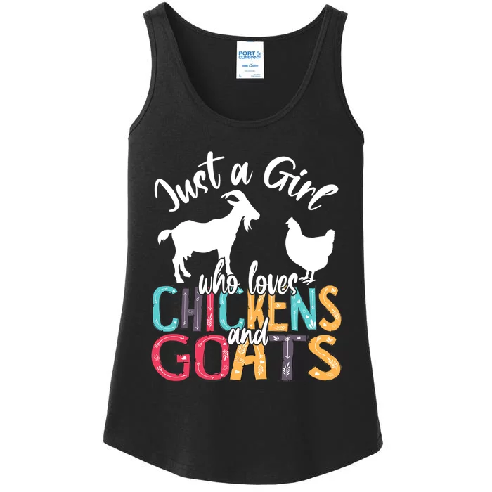 Cute Just A Girl Who Loves Chickens Goats Farmer Girls Gift Ladies Essential Tank