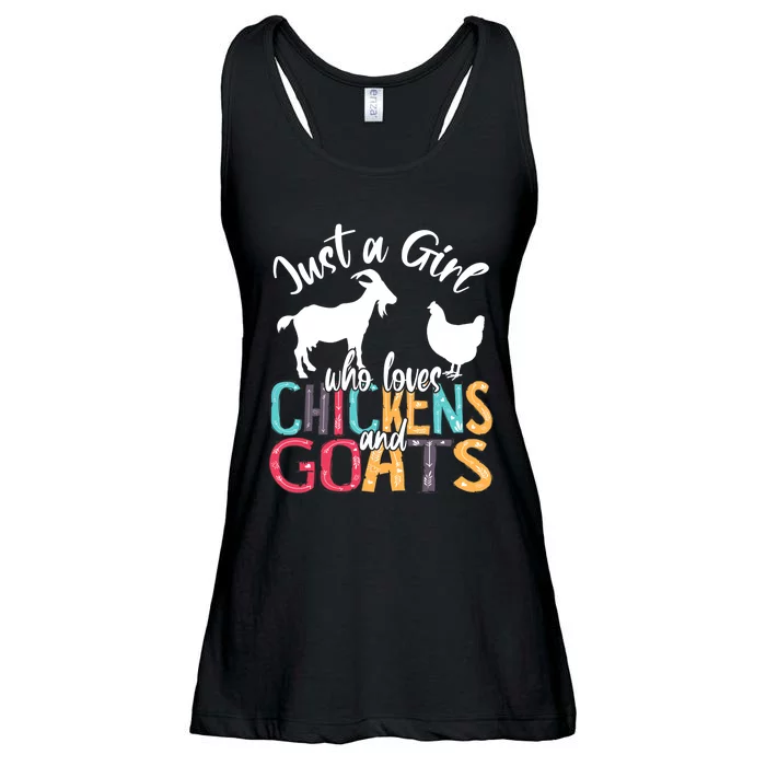 Cute Just A Girl Who Loves Chickens Goats Farmer Girls Gift Ladies Essential Flowy Tank