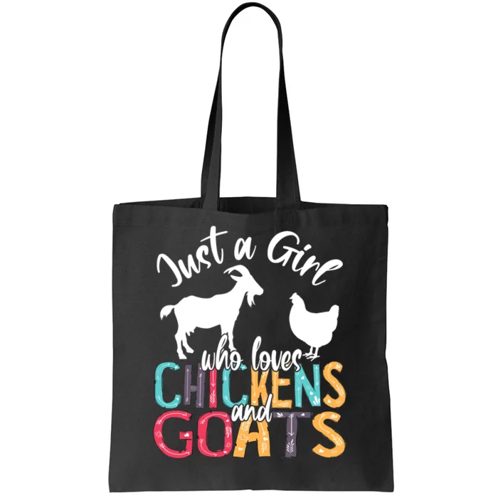 Cute Just A Girl Who Loves Chickens Goats Farmer Girls Gift Tote Bag