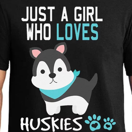 Cute Just A Who Loves Huskies Dog Lover Gift Pajama Set