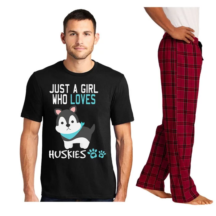 Cute Just A Who Loves Huskies Dog Lover Gift Pajama Set