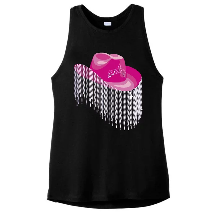 Cowboy Jewel And Glitter Ladies Tri-Blend Wicking Tank