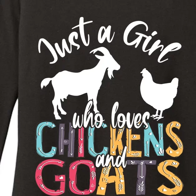 Cute Just A Girl Who Loves Chickens Goats Farmer Girl Womens CVC Long Sleeve Shirt