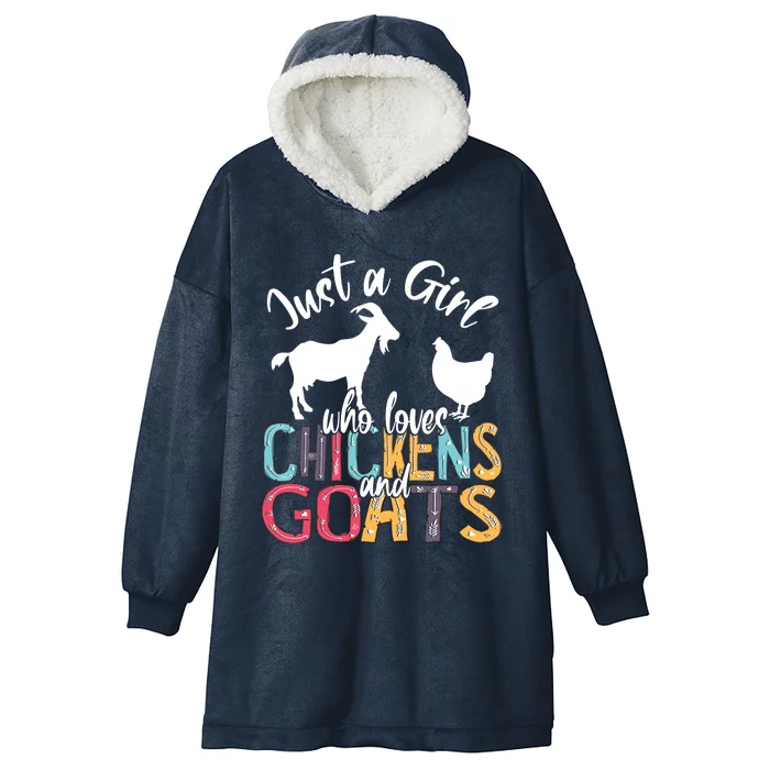 Cute Just A Girl Who Loves Chickens Goats Farmer Girl Hooded Wearable Blanket