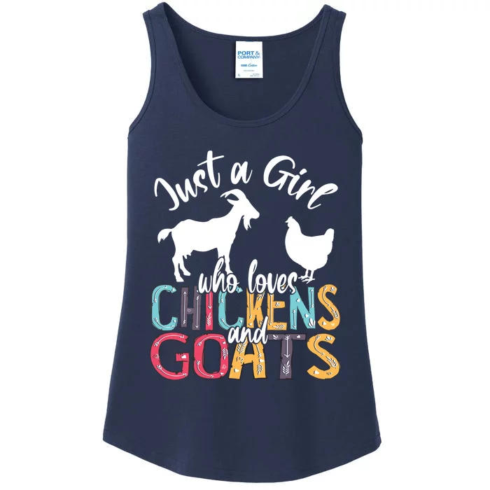 Cute Just A Girl Who Loves Chickens Goats Farmer Girl Ladies Essential Tank