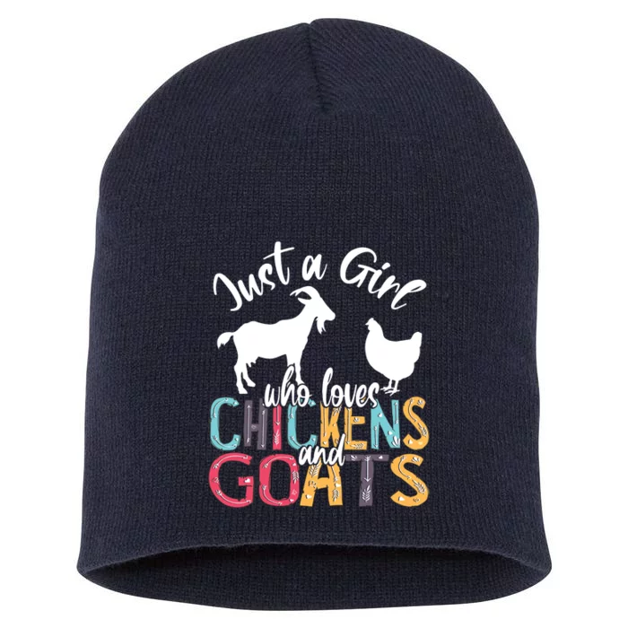 Cute Just A Girl Who Loves Chickens Goats Farmer Girl Short Acrylic Beanie