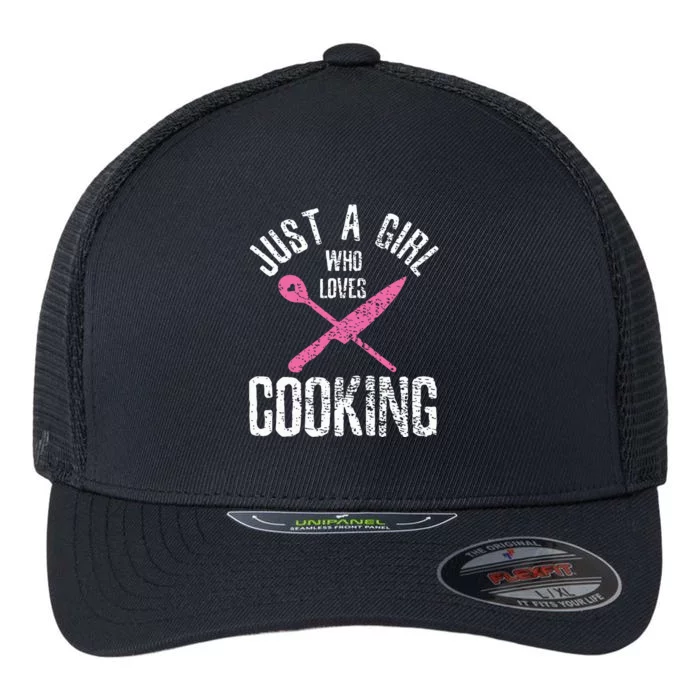 Cook Just A Girl Who Loves Cooking Chef Vintage Flexfit Unipanel Trucker Cap