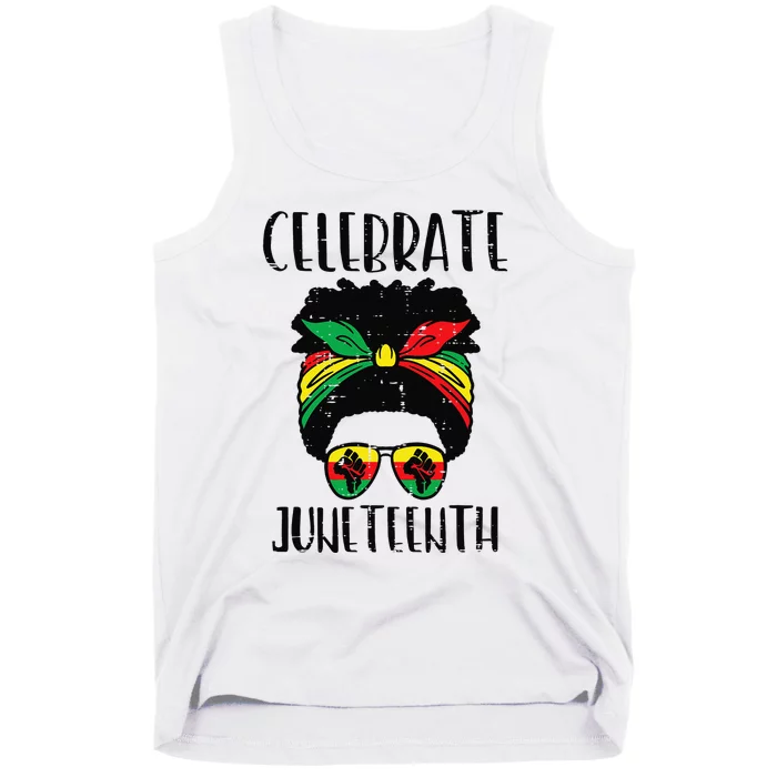 Celebrate Juneteenth Afro Africa Bandana Sunglasses Tank Top